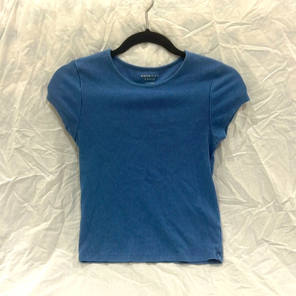 Blue American eagle baby-tee fitted